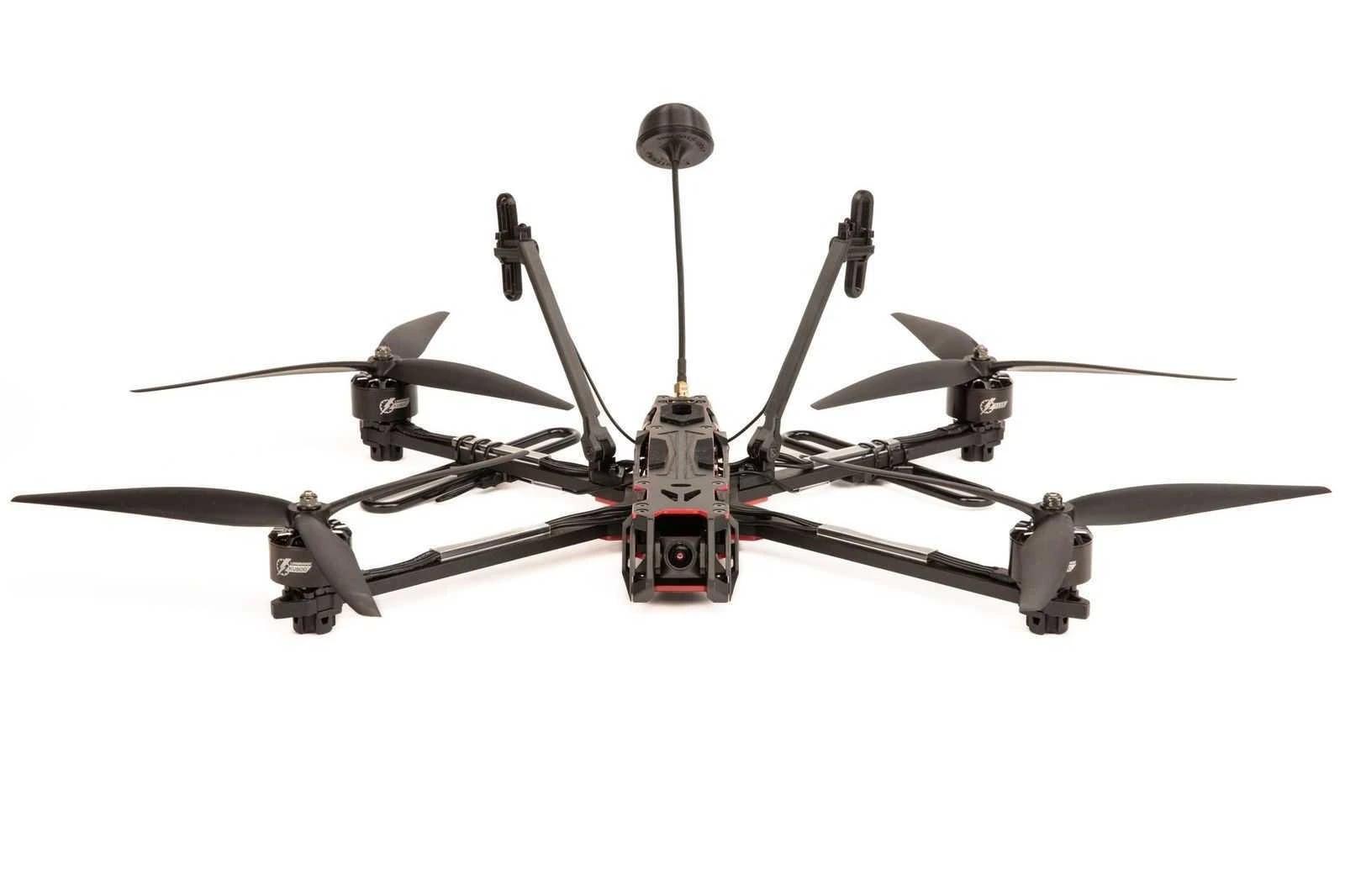 F10 strike FPV quadcopter on a white background
