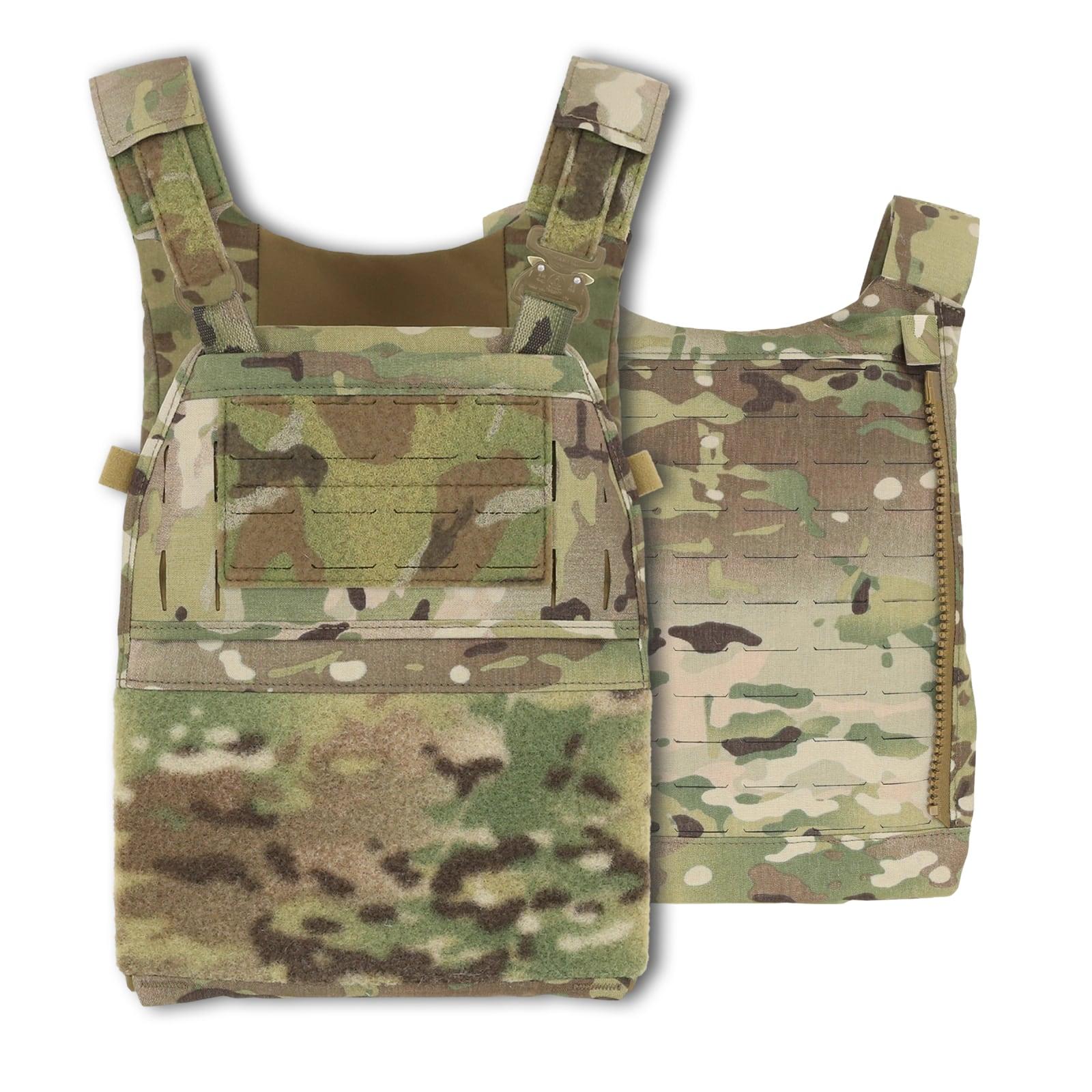 MultiCam Ferro Concepts FCPC V5 front and rear plate bags on a white background