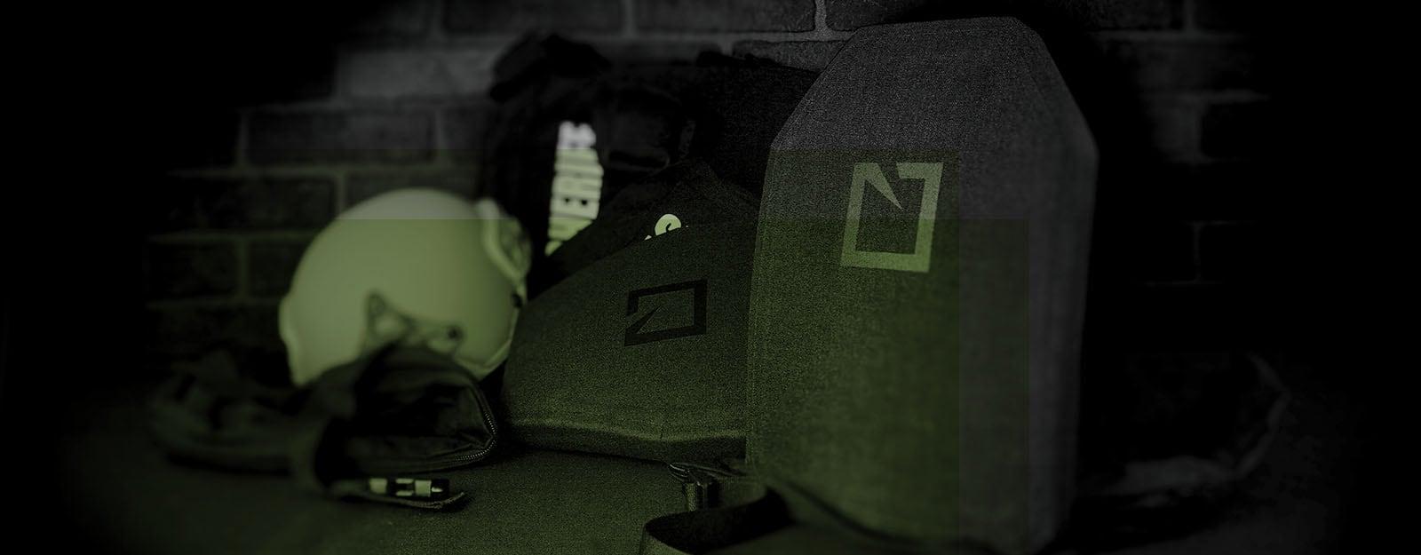 HESCO 600 Series plate on a shelf with other armor