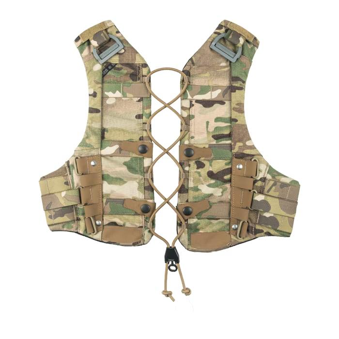 MultiCam Crye Precision AVS harness shown alone from the front with shock cord lacing